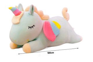 Picture of CUTE RAINBOW with Winged Unicorn Cushion (Green) - 100 cm