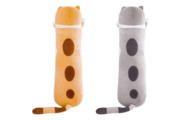 Picture of CUTE CAT Small/Tall Plush Cushion/Pillow (Grey/Brown)