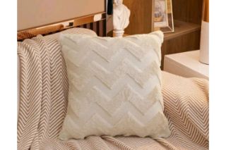 Picture of FLUFFY Embroidery Pillow Cushion with Inner Assorted (45cmx45cm) - Beige