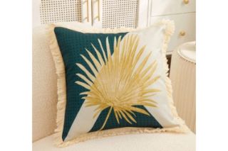 Picture of GOLDEN Leaf Fringe Trim Cushions (45cmx45cm) - Palm Leaves (1932)