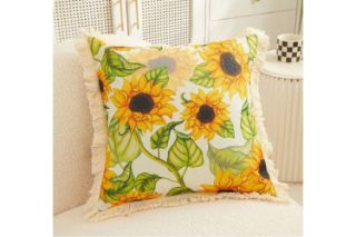 Picture of GOLDEN Sunflower Fringe Trim Cushion - 2772