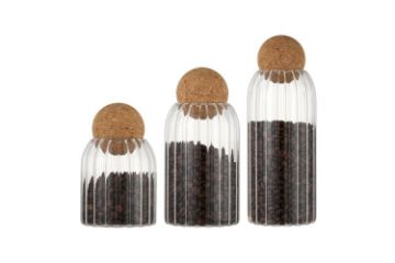 Picture of STRIPED 3-Piece Glass Storage Jar Set 