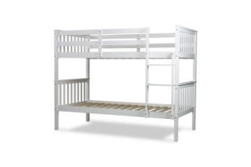 Picture of FARMYARD Solid Pine Wood Single Bunk Bed (White)