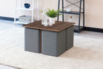 Picture of IRENE 5PC 70cm Square Coffee Table with 4 Stools