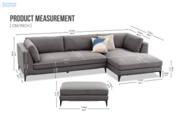 Picture of AMELIE Premium Fabric Sectional Sofa with Ottoman (Dark Grey)