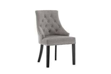Picture of (FLOOR MODEL CLEARANCE) DARCY Velvet Dining Chair with Wooden Legs (Grey)
