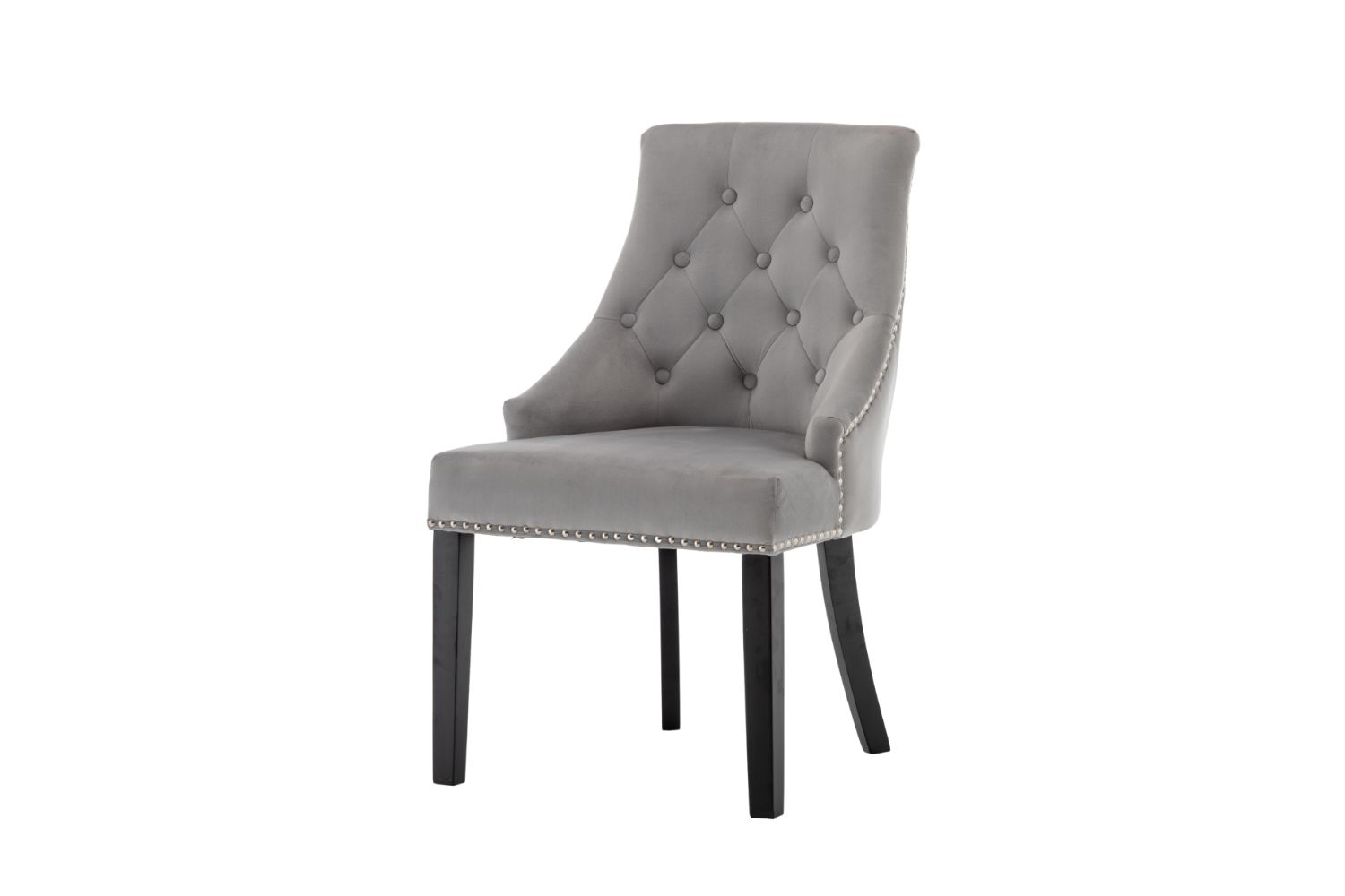 (FLOOR MODEL CLEARANCE) DARCY Velvet Dining Chair with Wooden Legs (Grey)