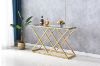 Picture of (FLOOR MODEL CLEARANCE) DIAMOND 120 Glass Top Console Table with Golden Stainless Frame