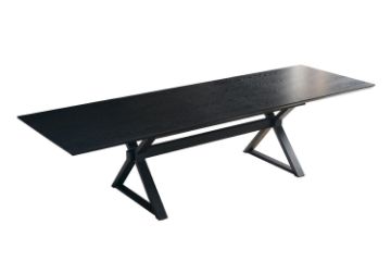 Picture of (FLOOR MODEL CLEARANCE) CAPITOL 180-300 Adjustable & Extendable Dining Table with Metal Black Legs (Black)