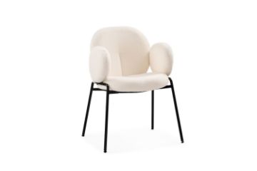 Picture of OLA Boucle Fabric Armchair with Black Legs (White)