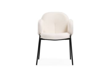 Picture of OLA Boucle Fabric Armchair with Black Legs (White) - 2 Chairs in 1 Carton