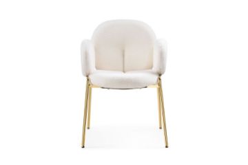 Picture of OLA Boucle Fabric Armchair with Golden Legs (White)