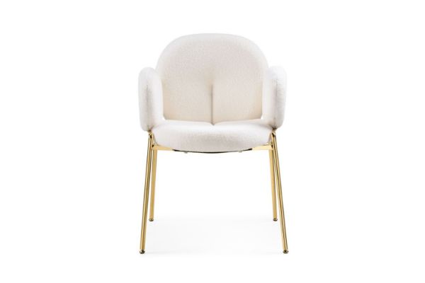 Picture of OLA Boucle Fabric Armchair with Golden Legs (White)