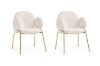 Picture of OLA Boucle Fabric Armchair with Golden Legs (White) - 2 Chairs in 1 Carton
