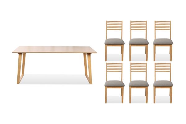 Picture of TIMBERLAND 7 Pieces Dining Set with Lined-Back Dining Chair