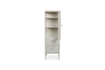 Picture of STARK Steel Frame 1-Door 2-Drawer Accent Glass Display Cabinet (Cream)