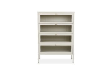 Picture of STARK Steel Frame 4-Door Glass Shoe Cabinet (Cream)