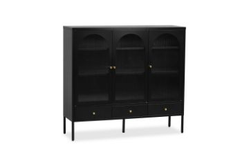 Picture of STARK Steel Frame 110cmx120cm 3-Arched Doors 3-Drawers Glass Display Cabinet (Black)