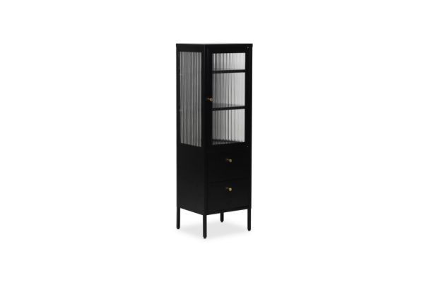 Picture of STARK Steel Frame 1-Door 2-Drawer Accent Glass Display Cabinet (Black)