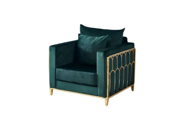 Picture of PARMA 1 & 3 Seater Stainless Steel Frame Velvet Sofa Range (Green)