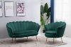 Picture of EVELYN Curved Flared Velvet Love Seat (Green)