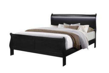 Picture of LOUIS 4PC/5PC/6PC Hevea Wood with LED Lighting Bedroom Combo in Queen Size (Black)
