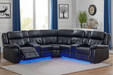 Picture of COBALT Power Reclining Sectional Sofa with LED Lights (Black)