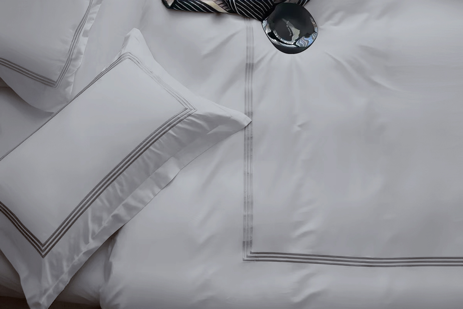 Streamline 5-Piece 100% Cotton Duvet Cover Set in Queen Size (Grey)