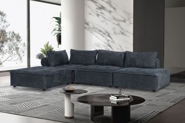 Picture of KONYA Velvet Fabric Sectional Sofa (Dark Grey)