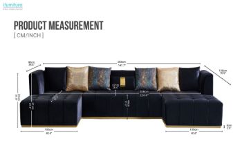 Picture of HALOTINE U-Shape Velvet Sectional Sofa (Black)