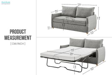 Picture of FIORDLAND 3 Seater Sofa Bed with Mattress (Grey)