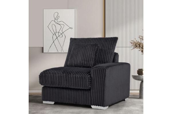 Picture of WINSTON Corduroy Velvet Modular Sofa (Black) - Single RAF Armchair