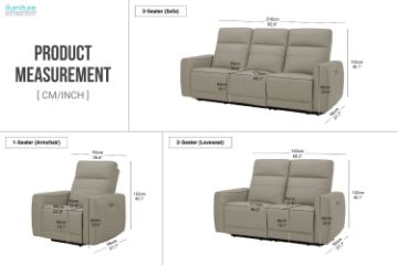 Picture of STORMWIND 100% Genuine Leather Power Reclining Sofa Range (Beige)
