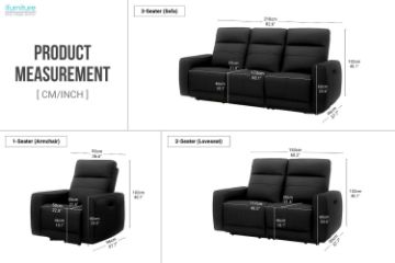 Picture of STORMWIND 100% Genuine Leather Power Reclining Sofa Range (Black)