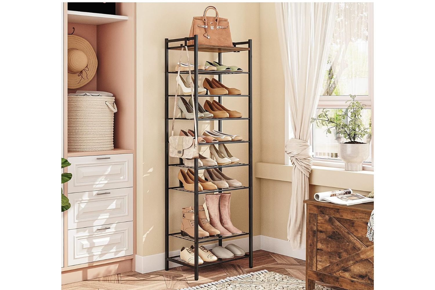EUAN 140x41cm 10-Tier Narrow Shelf/Shoe Rack
