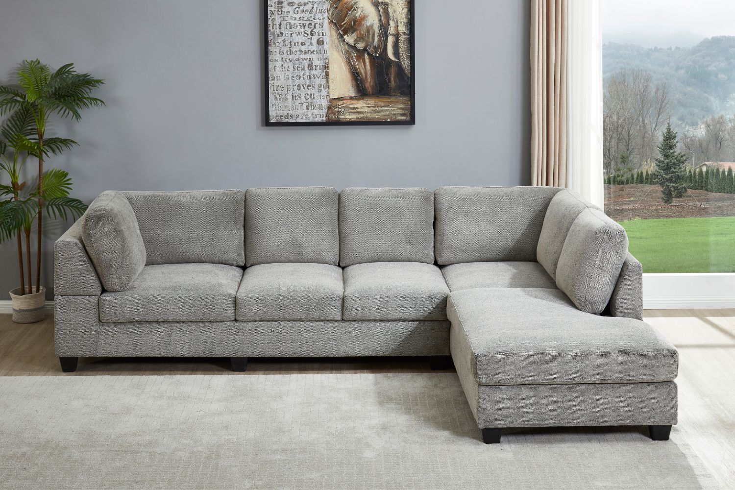 LIBERTY Premium Sectional Sofa (Light Grey) - Chaise Facing Right