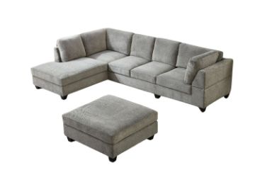 Picture of LIBERTY Premium Sectional Sofa (Light Grey)  - Chaise Facing Left with Regular Ottoman