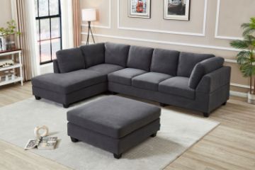 Picture of LIBERTY Premium Sectional Sofa (Dark Grey)  - Chaise Facing Left with Regular Ottoman