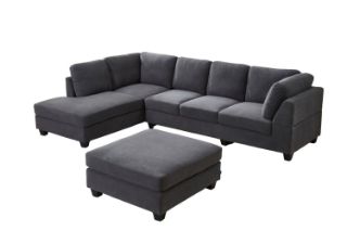 Picture of LIBERTY Premium Sectional Sofa (Dark Grey)  - Chaise Facing Left with Regular Ottoman