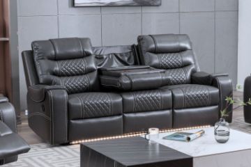 Picture of LAKELAND 3-Seater Manual Reclining Sofa with Drop-Down Cup Holders & Pop-Up Socket