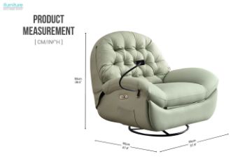 Picture of BAVA 360° Swivel Power Recliner Lounge Chair with Mobile Holder (Mint Green)