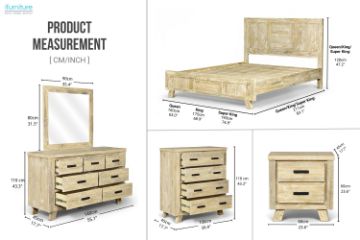 Picture of AKAROA 4PC/5PC/6PC Solid Acacia Wood Bedroom Range in Queen/King/Super King Size