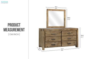 Picture of SPRINGBROOK 6-Drawer Solid Acacia Wood Dresser with Mirror