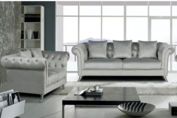 Picture of JOLANDA Chesterfield Fabric 3 Seater Sofa(Grey)