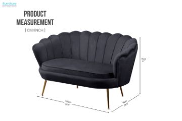 Picture of EVELYN Curved Flared Velvet Loveseat (Black)