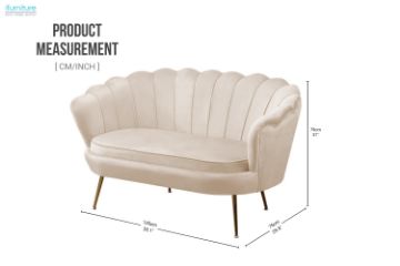 Picture of EVELYN Curved Flared Velvet Loveseat (Beige)