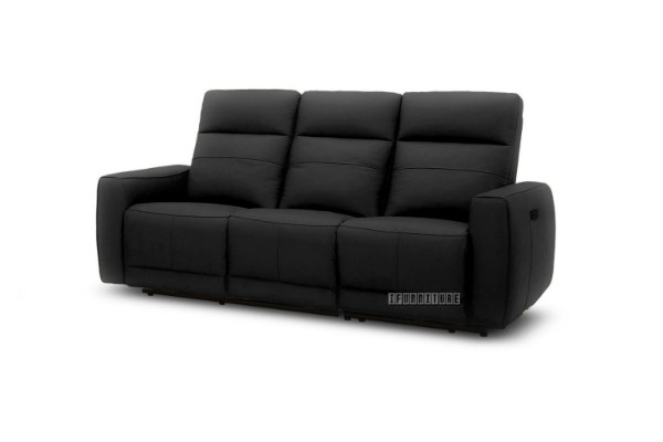 Picture of STORMWIND 100% Genuine Leather 3 Seater Power Recliner Sofa (Black)