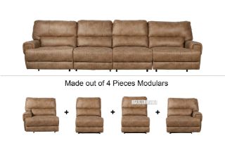 Picture of NAKEETA Reclining Sofa - 4PC Sofa Set (LAF Power Recliner+ Non-Powered Armless + Powered Armless Recliner + RAF Power Recliner)