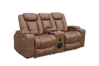 Picture of NEWPORT Air Leather Power Reclining Sofa Range - 2 Seat with Console & Bluetooth Speaker (2RRC)
