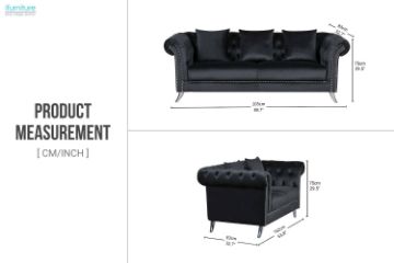 Picture of JOLANDA 3/2 Seater Chesterfield Fabric Sofa Range (Black)